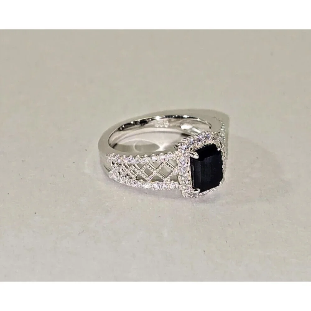Size 8 Sterling‎ Silver .925 Natural Blue Sapphire 2.25CT Openwork Ring NEW
